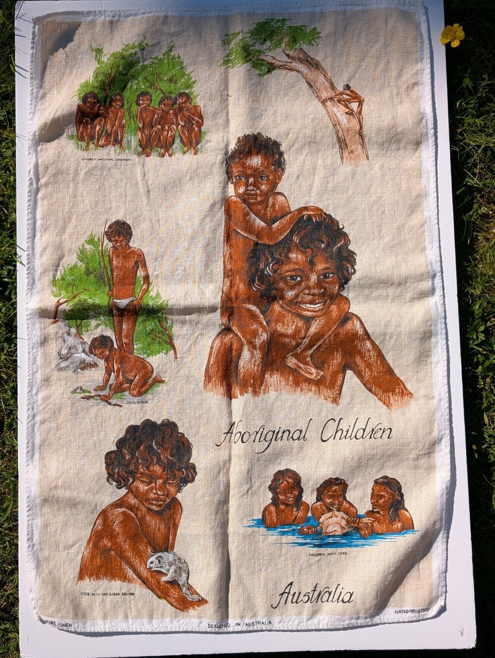 3/$20 vintage Australian souvenir tea towel made of 100% pure linen